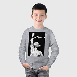Лонгслив хлопковый детский Ван Пис Луффи Монки Д, цвет: меланж — фото 2