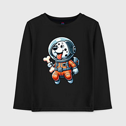 Лонгслив хлопковый детский Dalmatian cosmonaut puppy with a bone, цвет: черный