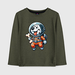 Детский лонгслив Dalmatian cosmonaut puppy with a bone