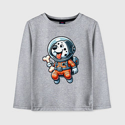 Лонгслив хлопковый детский Dalmatian cosmonaut puppy with a bone, цвет: меланж