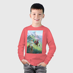 Лонгслив хлопковый детский Фрирен и Ферн, цвет: коралловый — фото 2
