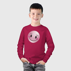 Лонгслив хлопковый детский Розовый смайлик, цвет: маджента — фото 2