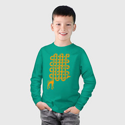 Лонгслив хлопковый детский Жирафик лабиринт, цвет: зеленый — фото 2