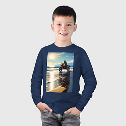 Лонгслив хлопковый детский On the beach, цвет: тёмно-синий — фото 2
