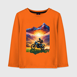 Лонгслив хлопковый детский Мотопутешествие в горы, цвет: оранжевый