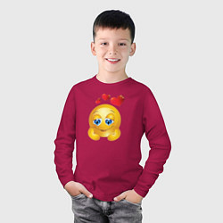 Лонгслив хлопковый детский Влюбленный смайлик, цвет: маджента — фото 2