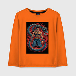 Детский лонгслив Боец и синий дракон