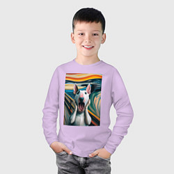 Лонгслив хлопковый детский Булли в картине крик - нейросеть, цвет: лаванда — фото 2