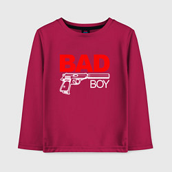 Лонгслив хлопковый детский Bad boy - with gun, цвет: маджента