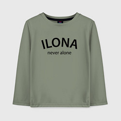 Лонгслив хлопковый детский Ilona never alone - motto, цвет: авокадо