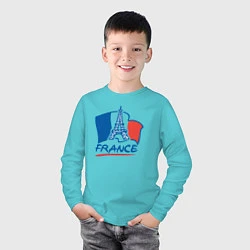 Лонгслив хлопковый детский France, цвет: бирюзовый — фото 2