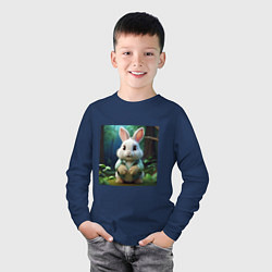 Лонгслив хлопковый детский Зайчик в одежде, цвет: тёмно-синий — фото 2