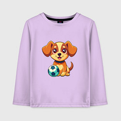 Лонгслив хлопковый детский Собака с мячом, цвет: лаванда