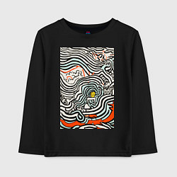Лонгслив хлопковый детский Хаотичный узор, цвет: черный