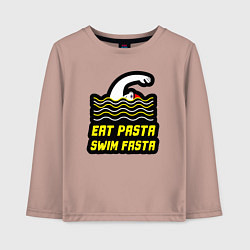 Лонгслив хлопковый детский Есть пасту и плавать быстро, цвет: пыльно-розовый