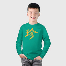 Лонгслив хлопковый детский Прелесть иероглиф, цвет: зеленый — фото 2