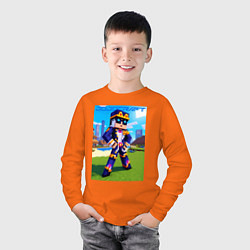 Лонгслив хлопковый детский Jotaro Kujo and Minecraft - collaboration, цвет: оранжевый — фото 2
