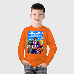 Лонгслив хлопковый детский Jojo and Minecraft - collaboration ai art, цвет: оранжевый — фото 2