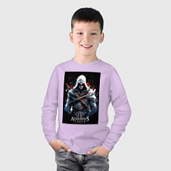 Лонгслив хлопковый детский Assassins creed огненный фон, цвет: лаванда — фото 2