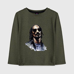 Лонгслив хлопковый детский Snoop dog, цвет: меланж-хаки