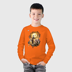 Лонгслив хлопковый детский Чжун Ли из Геншин Импакт, цвет: оранжевый — фото 2