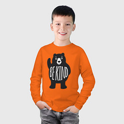 Лонгслив хлопковый детский Будь добрым, цвет: оранжевый — фото 2