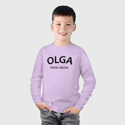 Лонгслив хлопковый детский Olga never alone - motto, цвет: лаванда — фото 2