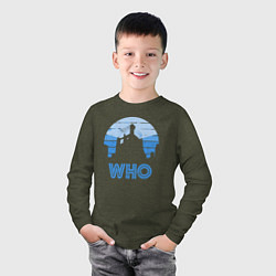 Лонгслив хлопковый детский Who, цвет: меланж-хаки — фото 2