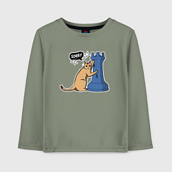Лонгслив хлопковый детский Кот Басимус и шахматная ладья, цвет: авокадо