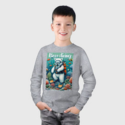 Лонгслив хлопковый детский Polar bear diving - ai art, цвет: меланж — фото 2