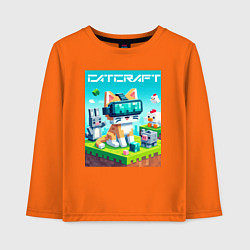 Лонгслив хлопковый детский Catcraft - collaboration ai art, цвет: оранжевый