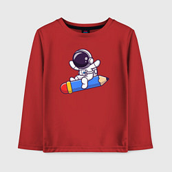 Лонгслив хлопковый детский Космонавт и карандаш, цвет: красный