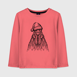 Лонгслив хлопковый детский Петух новогодний, цвет: коралловый