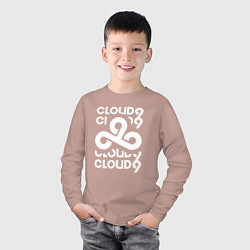 Лонгслив хлопковый детский Cloud9 - in logo, цвет: пыльно-розовый — фото 2