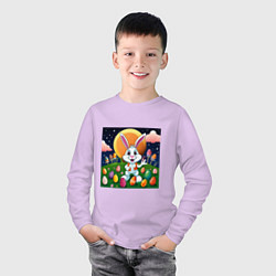 Лонгслив хлопковый детский Кролик пришелец, цвет: лаванда — фото 2