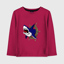 Лонгслив хлопковый детский Акула и штурвал, цвет: маджента
