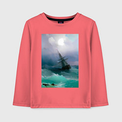 Детский лонгслив Корабль среди бурного моря