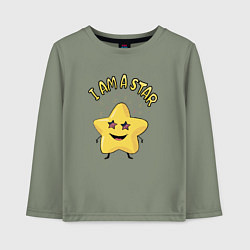 Лонгслив хлопковый детский I аm a star, цвет: авокадо