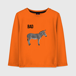 Лонгслив хлопковый детский Bad ass плохой дикий осел, цвет: оранжевый