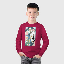 Лонгслив хлопковый детский Котики и зверята милые стикер-мемы, цвет: маджента — фото 2