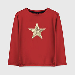 Лонгслив хлопковый детский Звезда камуфляж песочный, цвет: красный