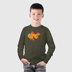 Лонгслив хлопковый детский Golden fish, цвет: меланж-хаки — фото 2