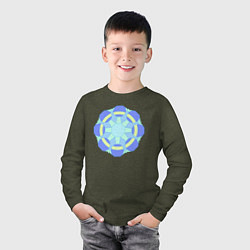 Лонгслив хлопковый детский Орнамент графический, цвет: меланж-хаки — фото 2