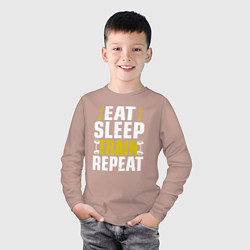 Лонгслив хлопковый детский Eat sleep train, цвет: пыльно-розовый — фото 2