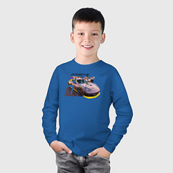 Лонгслив хлопковый детский Спортивный автомобиль Порше, цвет: синий — фото 2