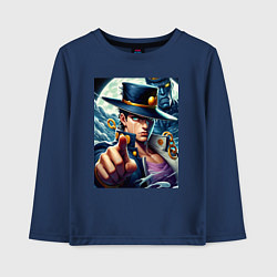 Лонгслив хлопковый детский Jojo and his new stand ai art fantasy, цвет: тёмно-синий