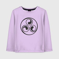 Лонгслив хлопковый детский Круглый черный трискелион, цвет: лаванда