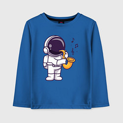 Лонгслив хлопковый детский Космонавт саксофонист, цвет: синий