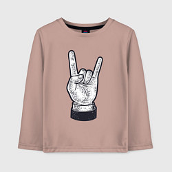 Лонгслив хлопковый детский Rock hand, цвет: пыльно-розовый