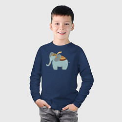 Лонгслив хлопковый детский Cute elephant, цвет: тёмно-синий — фото 2